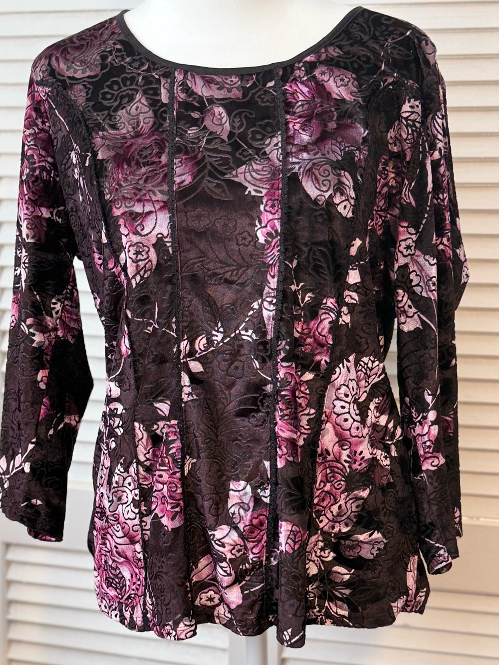 Dressbarn Women’s Velvet Burnout Fairy Grunge Whimsigoth Top Size XL Brown